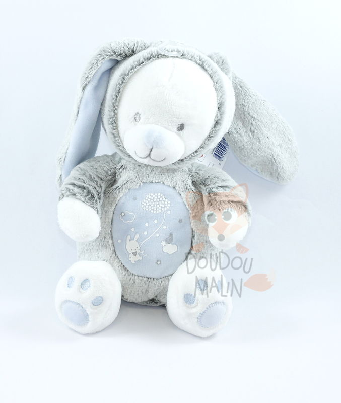  peluche ours déguisé en lapin bleu blanc gris 